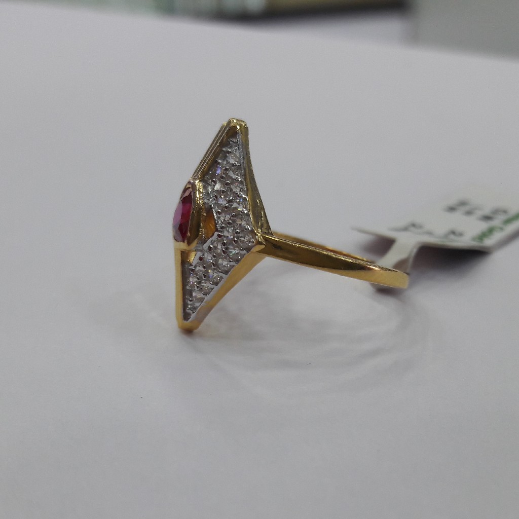 Buy quality 22k gold marquise shape red stone ladies ring in Ahmedabad