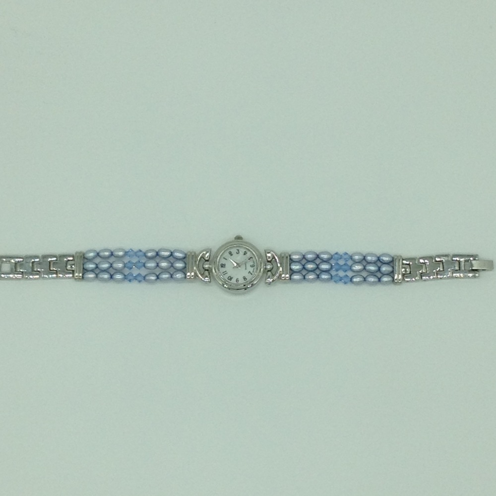 Freshwater Blue Oval Pearls 3 Layers Watch JBG0241