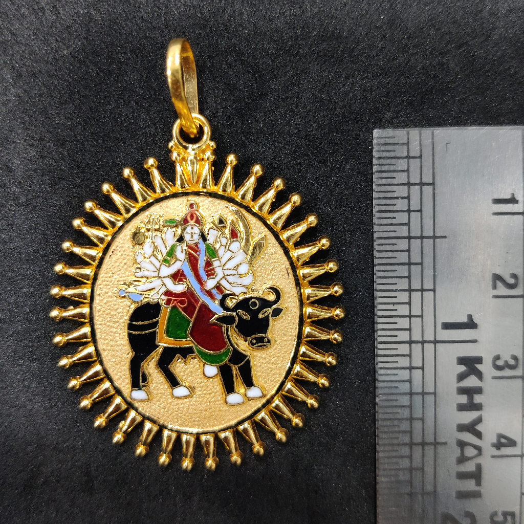 916 Gold Fancy Gent's Visat Maa Minakari Pendant