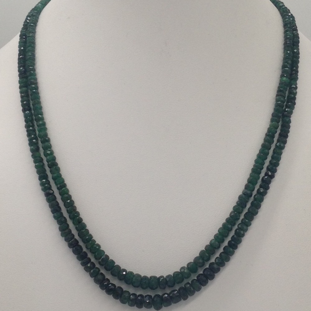 Natural green emeralds faceted round beeds necklace JSE0074