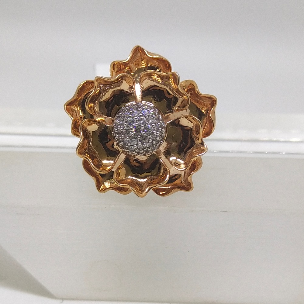 18K rose flower shape rose gold diamond ring