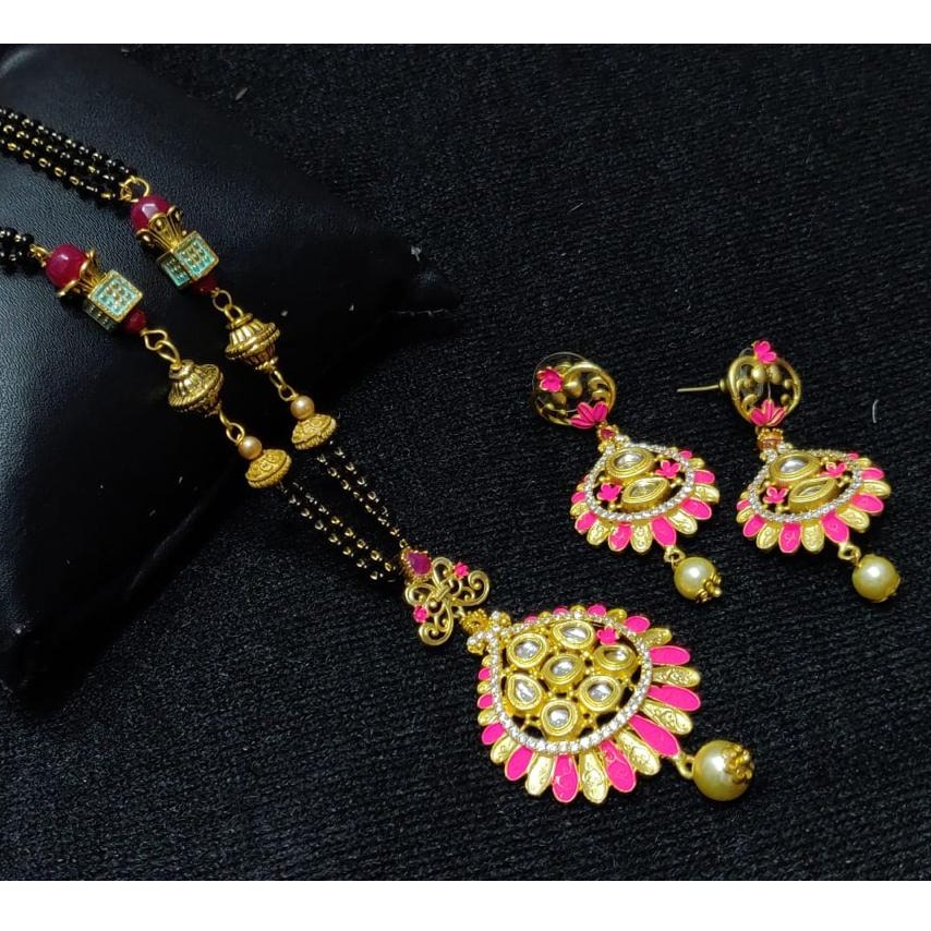 916 Gold Colorful mangalsutra with Earrings
