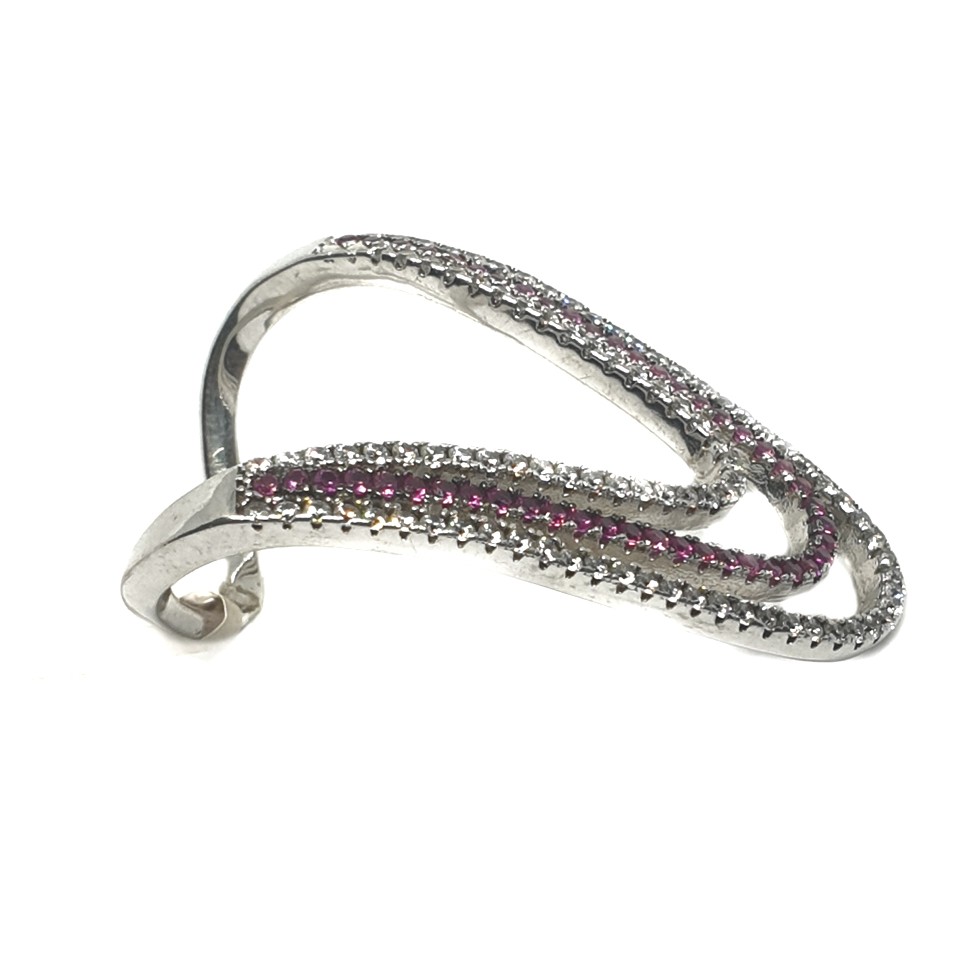 925 Sterling Silver Pink And White CZ Diamond Ring MGA - LRS0116