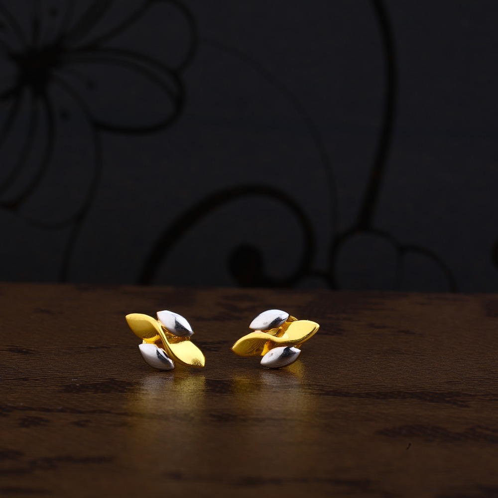 Ladies 22K Gold Plain CZ Earring -LPE204