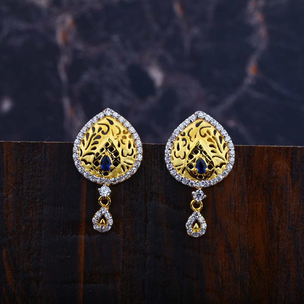 22K Gold Ladies Earrings-LFE96