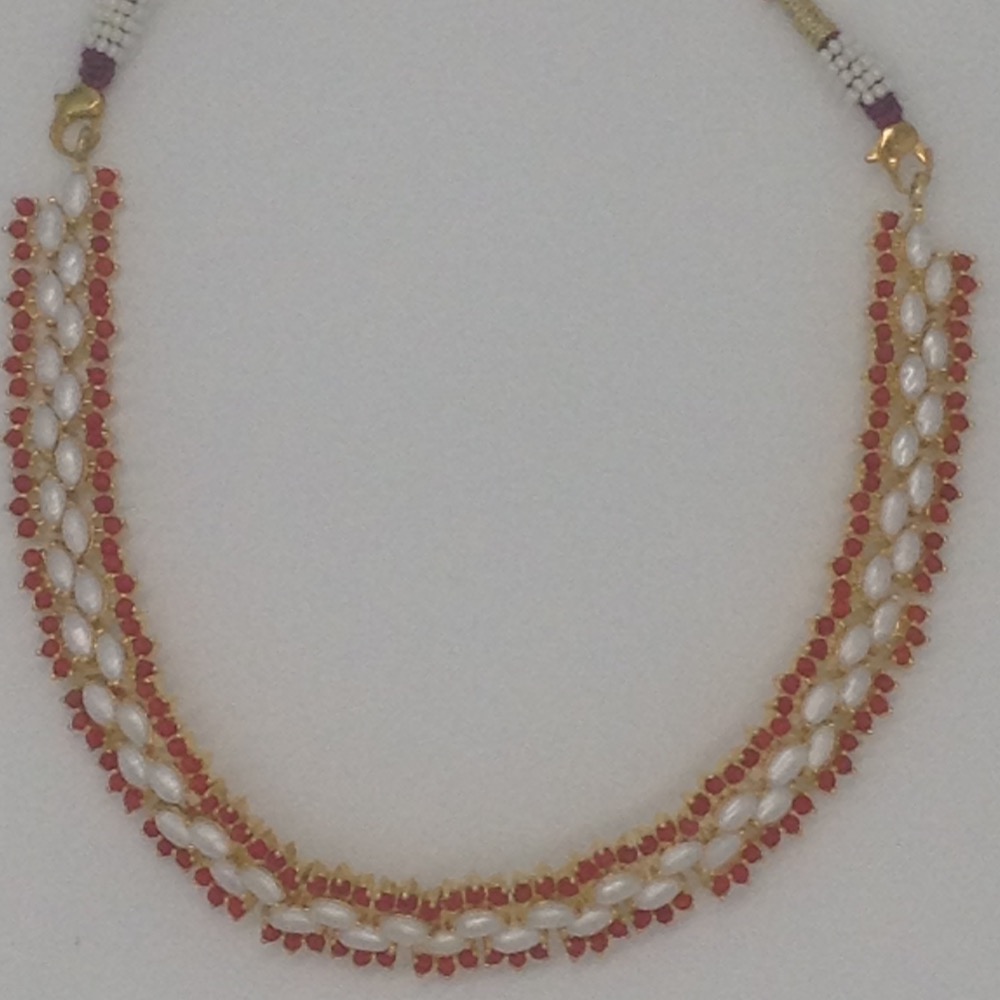 Corals and white marquise pearls necklace set jnc0056