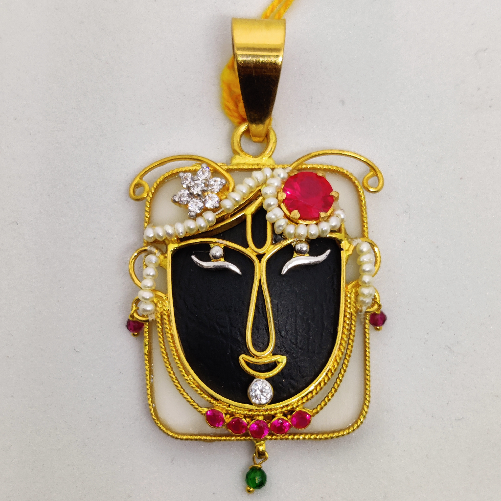 916 gold fancy antique shreenathji face pendant