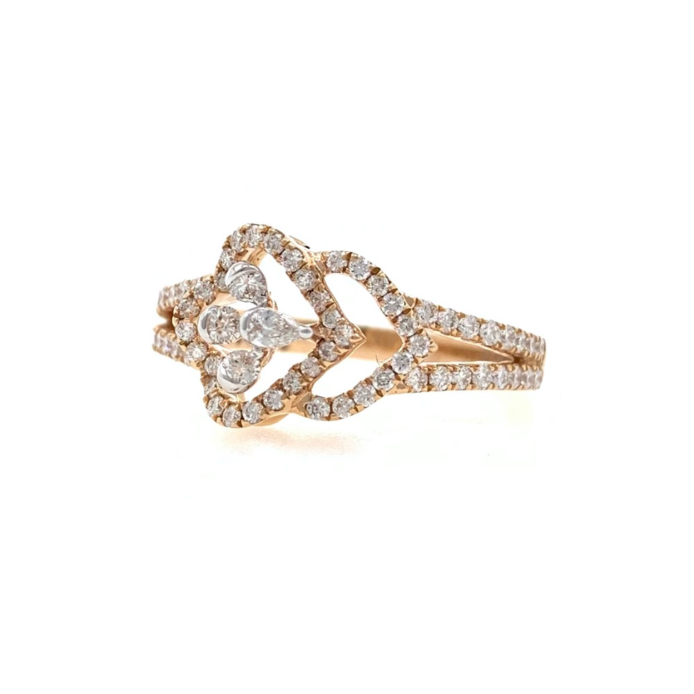 Satis diamond ladies ring with pear & round diamonds having asymmetrical look in 18k rose gold - vvs ef - 51 cents - 3.650 grams - 0lr37