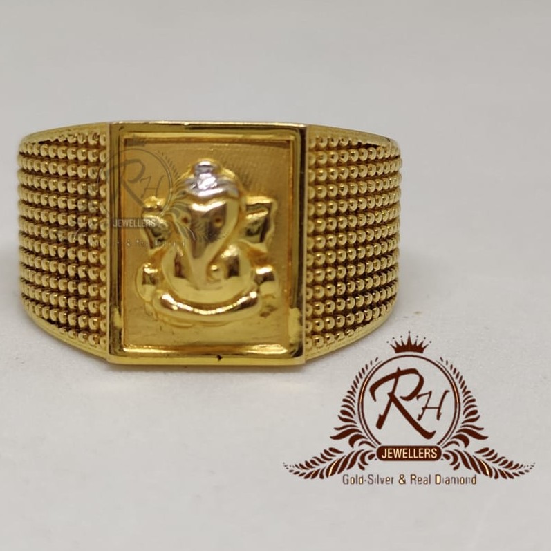 22 carat gold ganpati gents rings Rh-Gr911