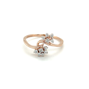 Bypass 14k Rose Gold Ring with Flower Shaped 