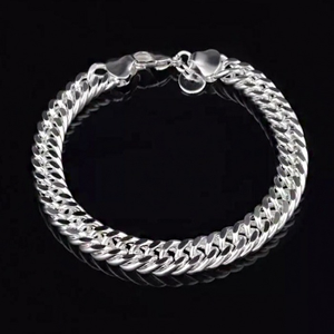 18 Kt Solid White Gold Heavy Link Men's Brace