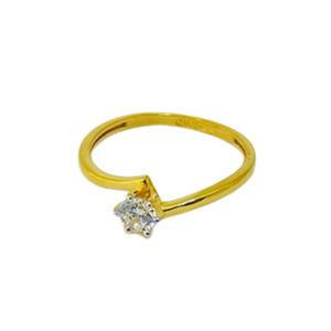 22k Yellow Gold Dazzle Single Stone CZ Ring