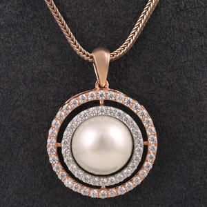 18kt rose gold designer diamond pendant 