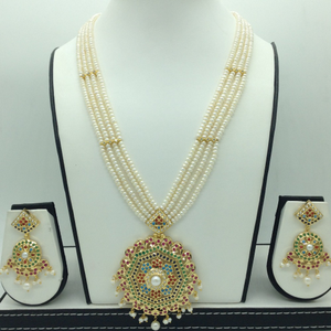 Navratan ranihaar set with 4 line flat pe