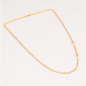 Fancy rhodium balls 22kt gold mala