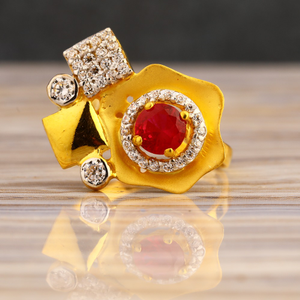 916 Gold Cz Ladies Designer Long Ring LLR299