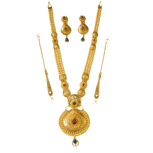 22k Gold Antique Rajwadi Necklace Set MGA - G