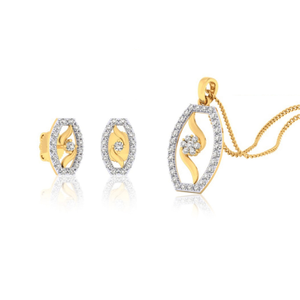22k gold cz delightful pendant set