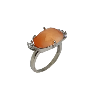 925 Sterling Silver Free Cut Stone Ring MGA -