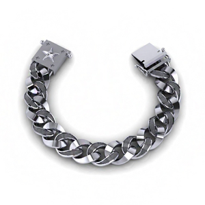 18 kt real solid white gold luxury link men's