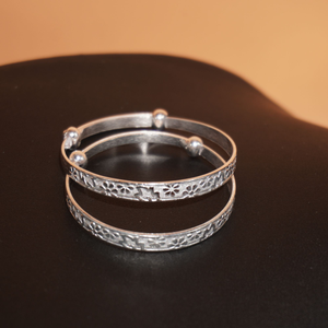 925 Silver Unique Kada With Maa Design