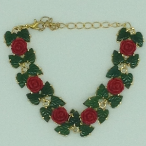 Coral Flower And Jade Leaves Bracelet JBG00