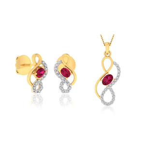 22k gold cz pretty pendant set