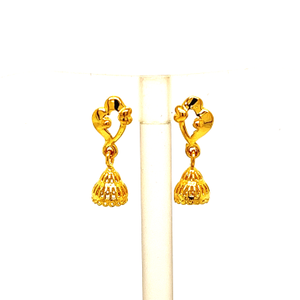 22k Yellow Gold Traditional Jhumki  Plain Ear