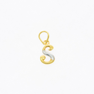 Dual tone s letter 22kt gold pendant