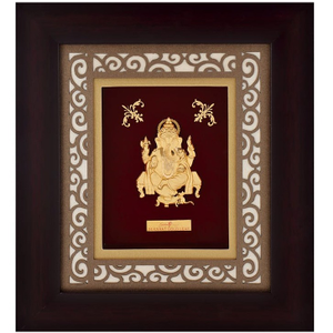 Ganpati bappa carving frame in 24k gold mga-a