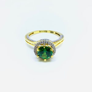 FANCY GREEN STONE GOLD RING