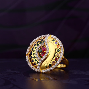 22K Gold Round Diamond Ring