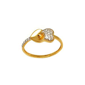 22K Gold Heart Shape Matte Finish Ring MGA - 