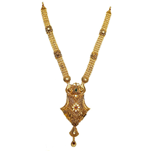 22K Gold Antique Rajwadi Necklace MGA - GLS03