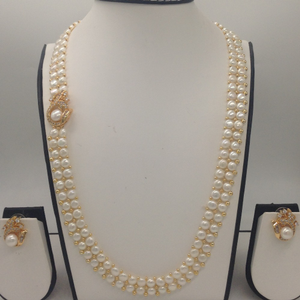 White cz and pearls broach set with 2 line 