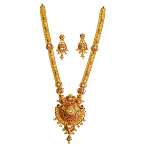 22k gold kalkatti rajwadi necklace set mga - 
