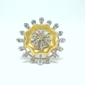 18kt rose gold fancy flower shape bridal ring