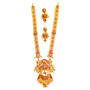 22k gold kalkatti meenakari necklace with ear