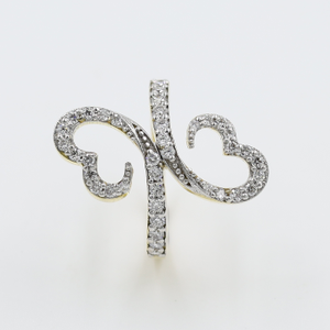 18kt glamorous diamond heart stackable ring