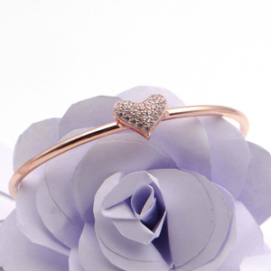 925 rose gold shining heart bracelet