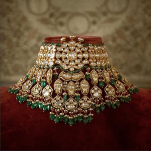 22k gold antique kundan necklace set