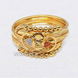 Fancy Gold Ring Hollow Pipe Enamel Design for