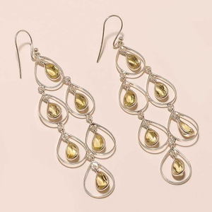 925 Silver Earrings With Yellow Diamond