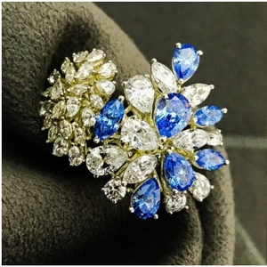 9KT Swarovski  Floral Ladies Ring