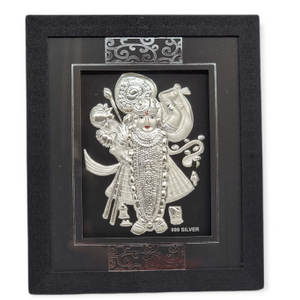 999 silver shrinathji frame, silver gift arti