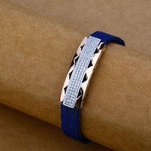 Mens Rose Gold Leather Bracelet-MLB37