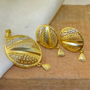 22k Gold Plain Stunning Turkish Pendant Set