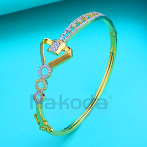 750 Gold CZ Ladies Exclusive Kada Bracelet LK