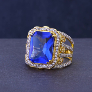 22K Gold Hallmarked Blue Stone Ring