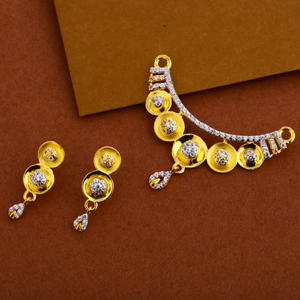 916 Gold Cz Mangalsutra Hallmark Pendant Set 